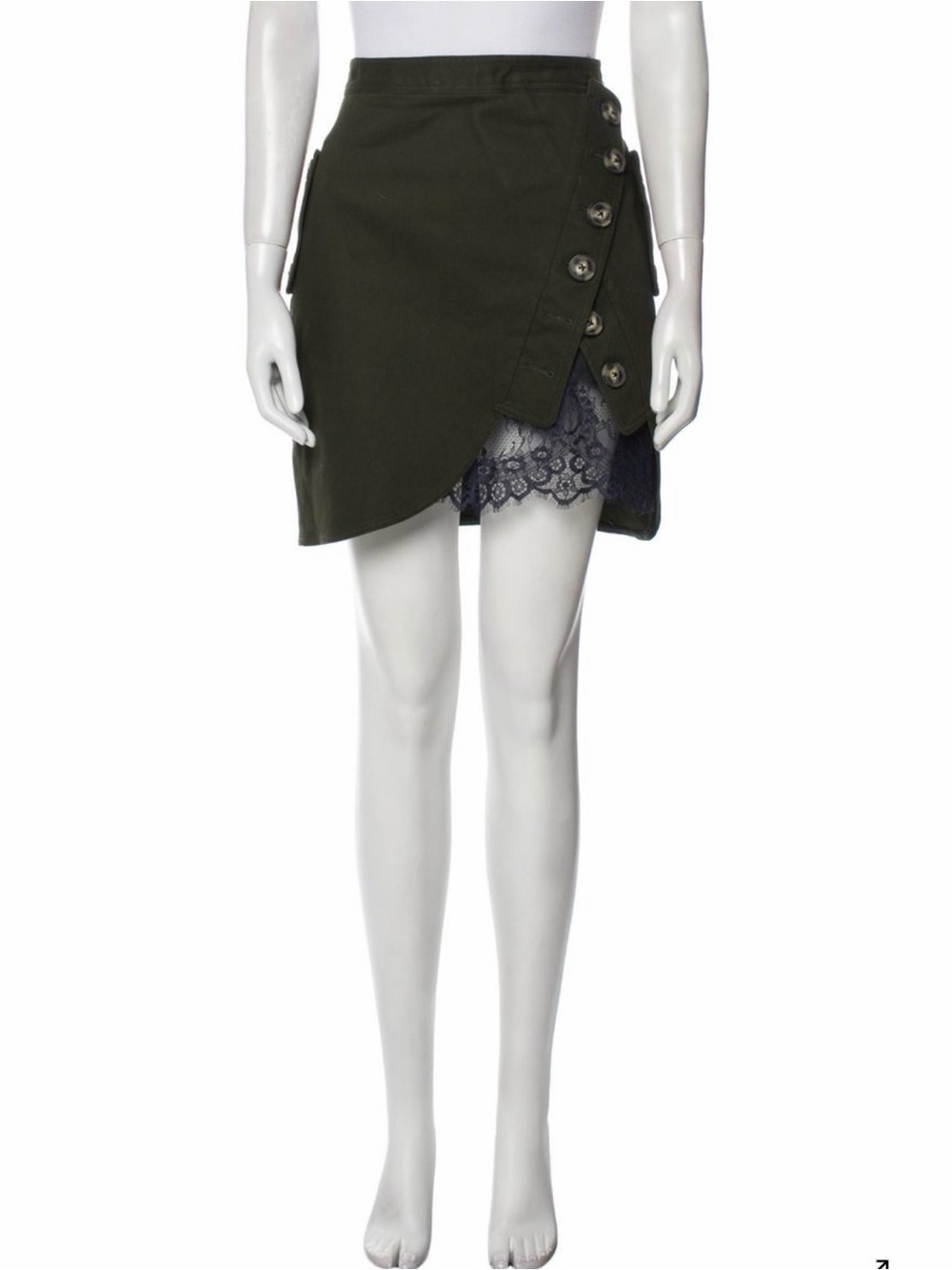 Self-Portrait Olive Green Mini Skirt size US6